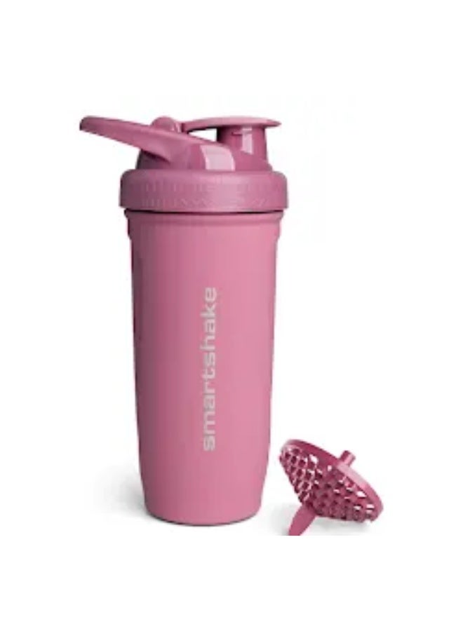 Smartshake Reforce Stainless Steel Protein Shaker Bottle 900 ml | 30 oz - Leakproof Screw-on Lid - BPA Free - Unisex - Deep Rose
